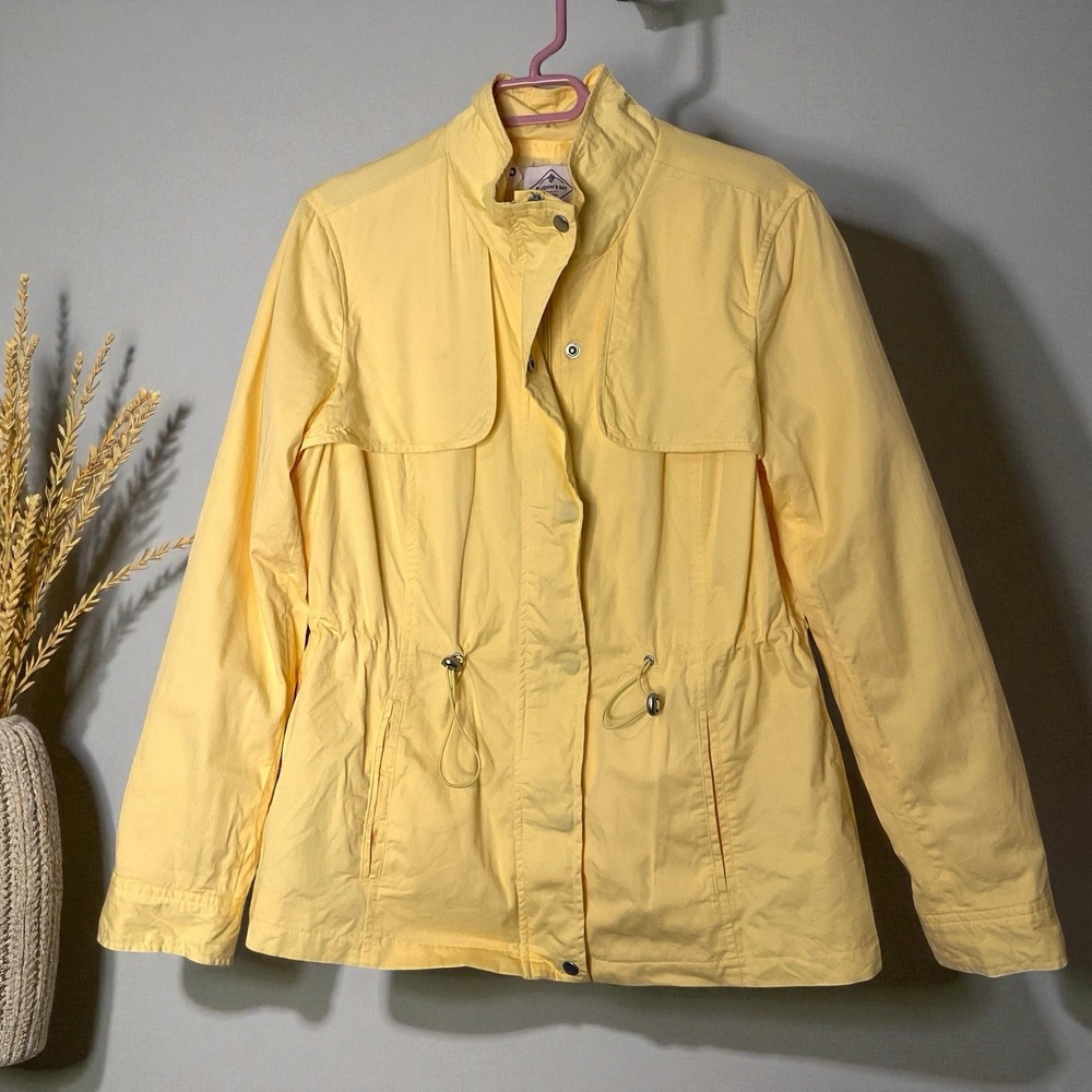 St. Johns Bay Womens Large Canary Yellow Jacket Utility Lightweight Fall Coastal
